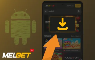 APK indir düğmesi Melbet APK indirme düğmesi vurgulanmış